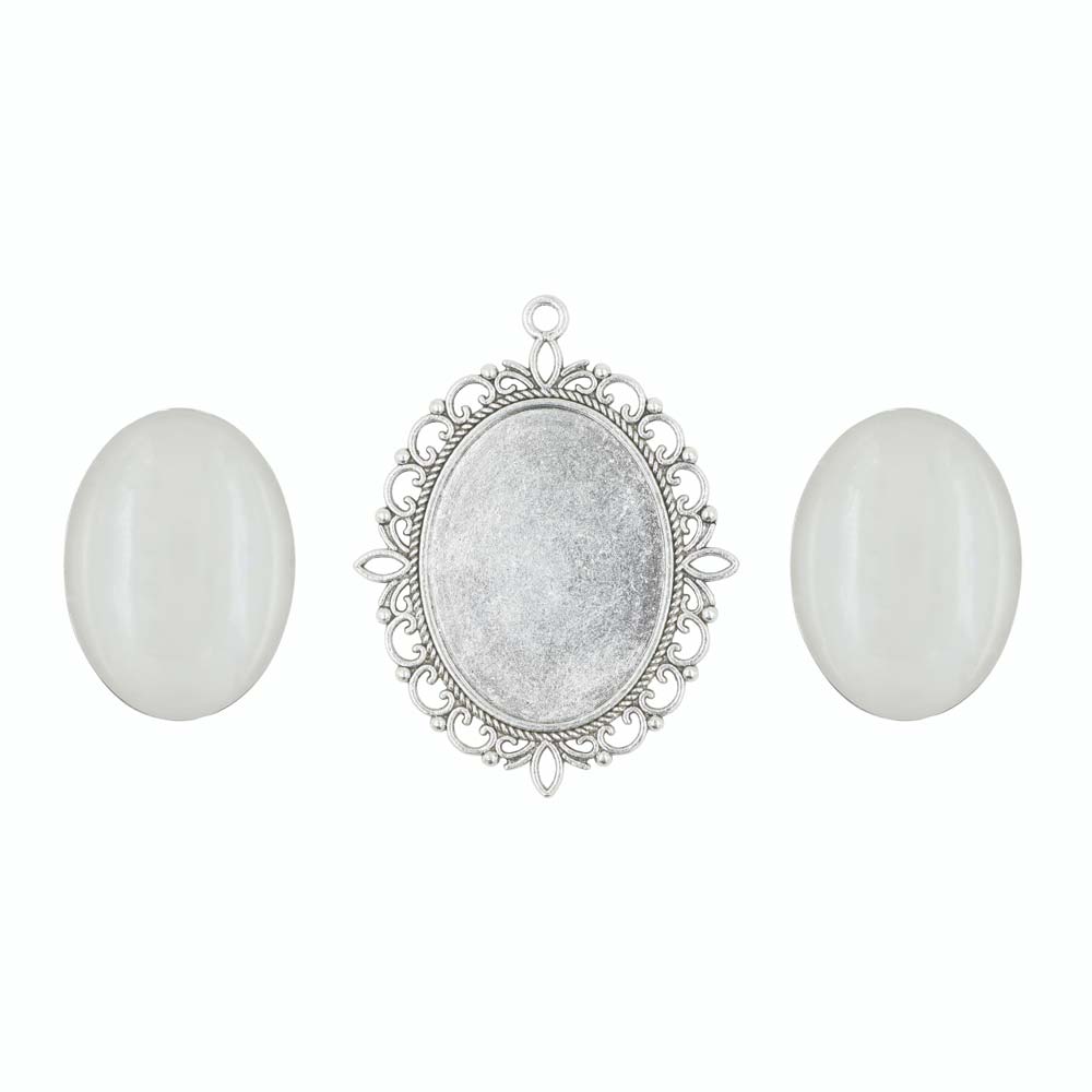 Xibi 2 peças moldura oval dupl - Bezels Set Pendant avaliação e preço